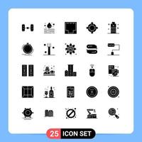 25 Universal Solid Glyphs Set for Web and Mobile Applications essential battery ethernet support help Editable Vector Design Elements