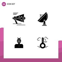 Solid Glyph Pack of 4 Universal Symbols of marketing dish strategy antenna life Editable Vector Design Elements