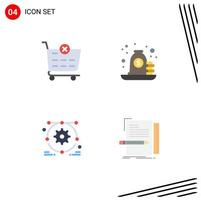 Mobile Interface Flat Icon Set of 4 Pictograms of checkout web design loan bag code Editable Vector Design Elements