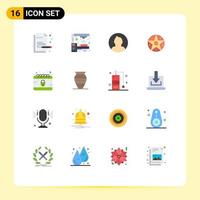 16 Flat Color concept for Websites Mobile and Apps crime star avatar project pentacle Editable Pack of Creative Vector Design Elements