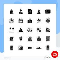 Solid Glyph Pack of 25 Universal Symbols of labor constructor selection construction worker Editable Vector Design Elements