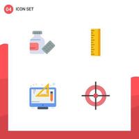 4 User Interface Flat Icon Pack of modern Signs and Symbols of medical graphic scale creative aim Editable Vector Design Elements