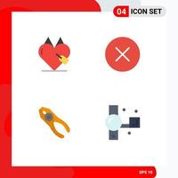 Set of 4 Commercial Flat Icons pack for e commerce pincers ecommerce media tongs Editable Vector Design Elements