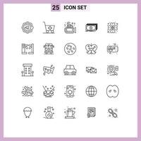 Universal Icon Symbols Group of 25 Modern Lines of access rose cash heart rose money Editable Vector Design Elements