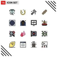 Universal Icon Symbols Group of 16 Modern Flat Color Filled Lines of clothing set luck pack fork Editable Creative Vector Design Elements