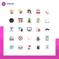 Set of 25 Modern UI Icons Symbols Signs for shopping steamship buildings steamboat real Editable Vector Design Elements