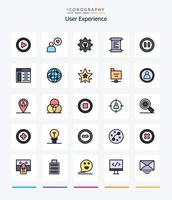 Creative User Experience 25 Line FIlled icon pack  Such As server. web. wrench. pause. controls vector