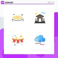 Pack of 4 Modern Flat Icons Signs and Symbols for Web Print Media such as costume celebration home estate holiday Editable Vector Design Elements
