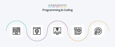 Programming And Coding Line 5 Icon Pack Including development. coding. development. programming. development vector