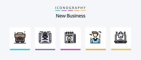 nueva línea de negocios llenó un paquete de 5 íconos que incluye dinero. amar. negocio. ligero. diseño de iconos creativos vector