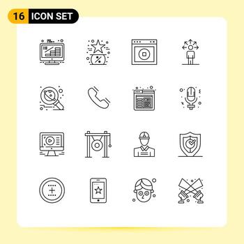 Stock Vector Icon Pack of 16 Line Signs and Symbols for connection communication like website ux Editable Vector Design Elements