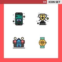 Set of 4 Modern UI Icons Symbols Signs for app friends mobile trophy life Editable Vector Design Elements