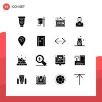 Set of 16 Modern UI Icons Symbols Signs for map lady board girl avatar Editable Vector Design Elements