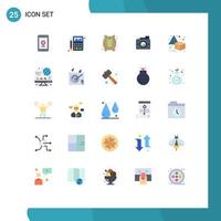 Flat Color Pack of 25 Universal Symbols of horizontal image flour sack camera creative Editable Vector Design Elements