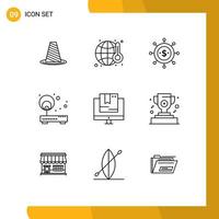 Modern Set of 9 Outlines and symbols such as point internet waste access global Editable Vector Design Elements