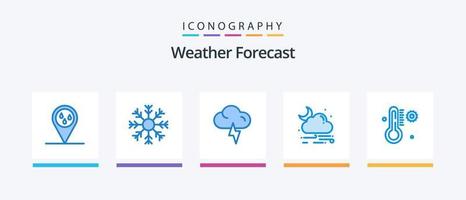 Paquete de iconos Weather Blue 5 que incluye el clima. la temperatura. nube. clima. nube. diseño de iconos creativos vector