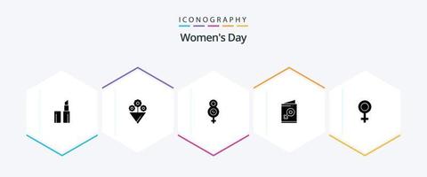 Womens Day 25 Glyph icon pack including female. day. womens. womens. female vector