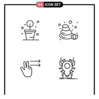 User Interface Pack of 4 Basic Filledline Flat Colors of gardening bug stones fingers spider Editable Vector Design Elements