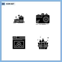 Universal Icon Symbols Group of 4 Modern Solid Glyphs of home aperture villa photography secure Editable Vector Design Elements