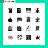 paquete de iconos de vector de stock de 16 signos y símbolos de línea para elementos de diseño de vector editables de luna de alarma de construcción de campana de libro