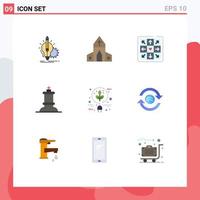 9 Universal Flat Colors Set for Web and Mobile Applications energy bio cross king chess Editable Vector Design Elements