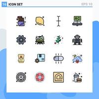 conjunto de 16 iconos modernos de la interfaz de usuario signos de símbolos para configurar el estudio del cursor de los engranajes aprendiendo elementos de diseño de vectores creativos editables