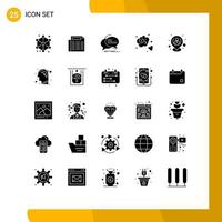 Set of 25 Modern UI Icons Symbols Signs for employee co bubble carbon dioxide talk Editable Vector Design Elements