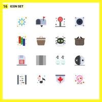 User Interface Pack of 16 Basic Flat Colors of design fan in box engine summer Editable Pack of Creative Vector Design Elements