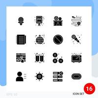 Set of 16 Modern UI Icons Symbols Signs for office note cinema pin heart Editable Vector Design Elements