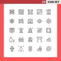 Pack of 25 Modern Lines Signs and Symbols for Web Print Media such as baby development corporate develop coding Editable Vector Design Elements