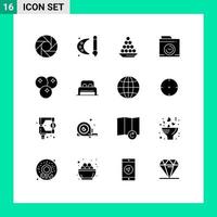 16 iconos creativos signos y símbolos modernos de big think camera bowl tratar elementos de diseño vectorial editables laddu vector