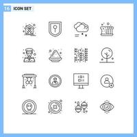 16 Outline concept for Websites Mobile and Apps avatar meal forecast food baking Editable Vector Design Elements