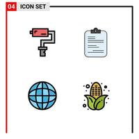 Universal Icon Symbols Group of 4 Modern Filledline Flat Colors of paint roller education tool paper globe Editable Vector Design Elements