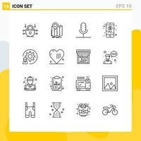 16 Creative Icons Modern Signs and Symbols of develop mobile audio investment record Editable Vector Design Elements