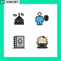 Universal Icon Symbols Group of 4 Modern Filledline Flat Colors of mosque password moon avatar office Editable Vector Design Elements