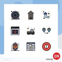 Group of 9 Filledline Flat Colors Signs and Symbols for beamer website store web internet Editable Vector Design Elements