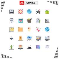 User Interface Pack of 25 Basic Flat Colors of box present globe gift park Editable Vector Design Elements