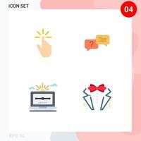 Editable Vector Line Pack of 4 Simple Flat Icons of click message gestures chat file Editable Vector Design Elements