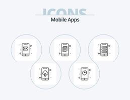 Mobile Apps Line Icon Pack 5 Icon Design. app. app. training app. mobile. interface vector