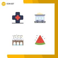 Modern Set of 4 Flat Icons Pictograph of hospital fruit pollution city watermelon Editable Vector Design Elements