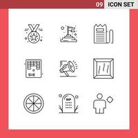 9 User Interface Outline Pack of modern Signs and Symbols of atoumation play commerce game arkanoid Editable Vector Design Elements