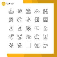 Group of 25 Lines Signs and Symbols for cleaner vehicle diet transportation bike Editable Vector Design Elements