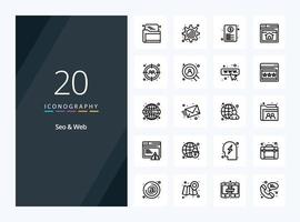 20 Seo  Web Outline icon for presentation vector