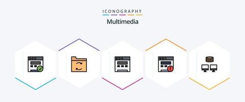 Multimedia 25 FilledLine icon pack including . alert. . database vector