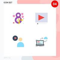 User Interface Pack of 4 Basic Flat Icons of eight video ribbon project sync Editable Vector Design Elements