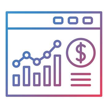 Website Bar Graph Line Gradient Icon vector