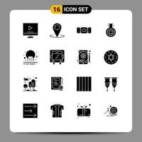 16 Universal Solid Glyphs Set for Web and Mobile Applications experiment flask help chemical hipster Editable Vector Design Elements