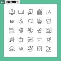 25 Universal Lines Set for Web and Mobile Applications administrator office analysis life research Editable Vector Design Elements