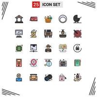 25 Universal Filled line Flat Colors Set for Web and Mobile Applications buggy jewelry bag fashion accessories Editable Vector Design Elements