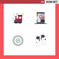 Editable Vector Line Pack of 4 Simple Flat Icons of christmas plenet train location learning Editable Vector Design Elements